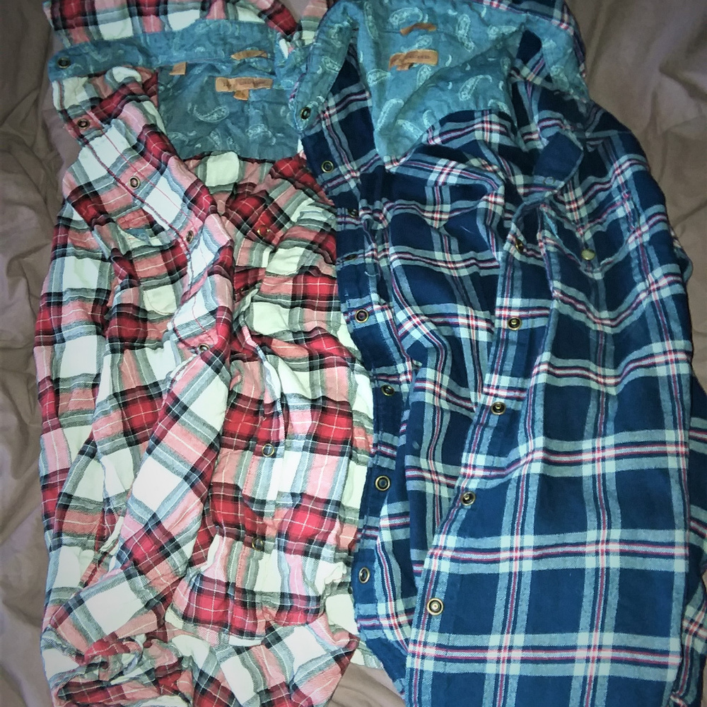 Jachs Girlfriend Flannels red and blue.